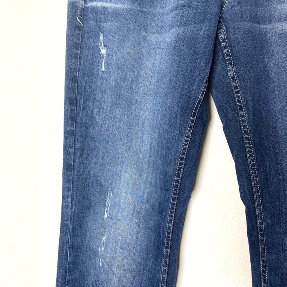 Departwest Nomad Mens Straight Leg Jeans Stretch 31W X 32R Dark Wash Distressed - Picture 6 of 11